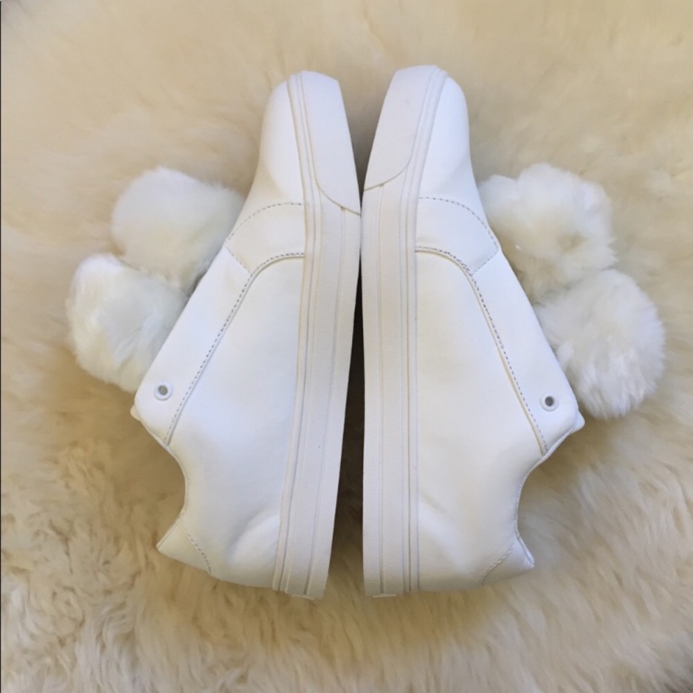 LFL White Faux Fur Pompom Sneakers - Picture 3 of 7